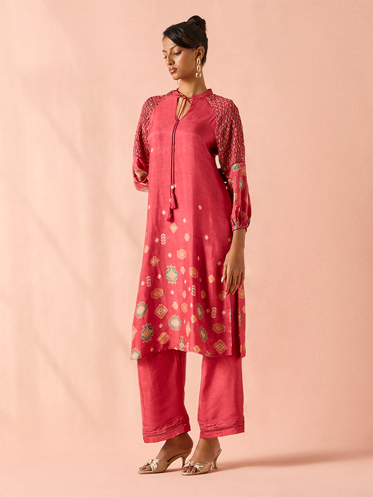 Printed Kurta Set – Pink