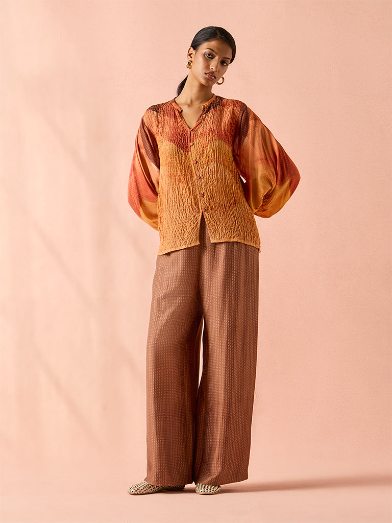 Textured Co-Ord Set – Orange