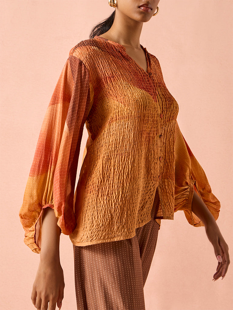 Textured Co-Ord Set – Orange
