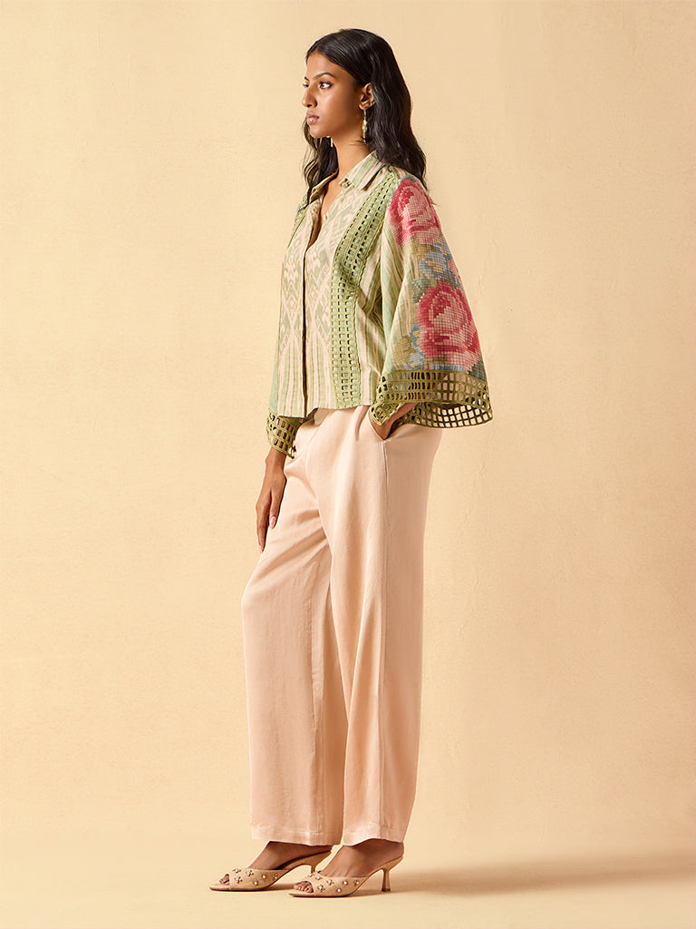 Printed Cutwork Blouse – Green