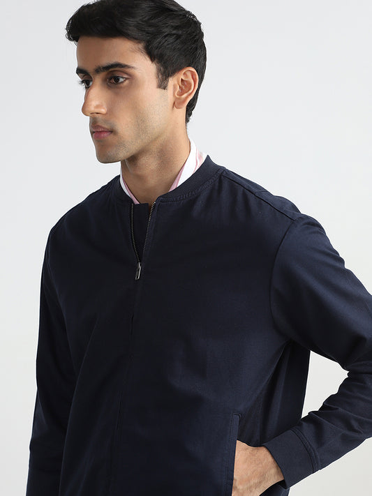Buy Ascot Navy Relaxed-Fit Jacket from Westside