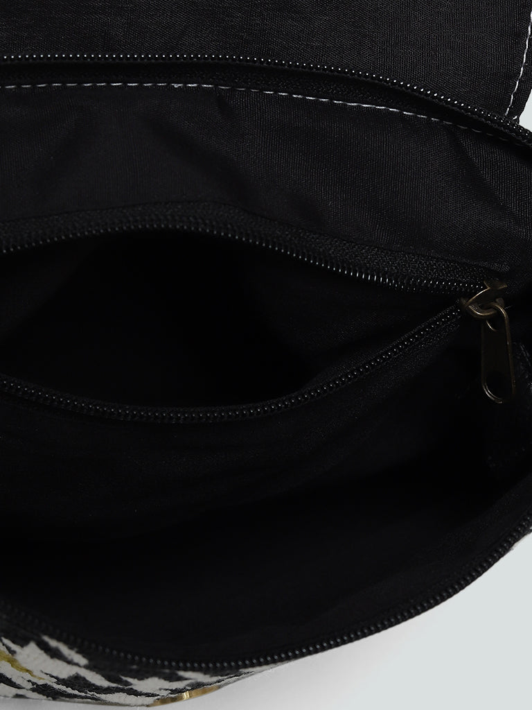 Buy LOV Black & Lime Houndstooth Shoulder Bag from Westside