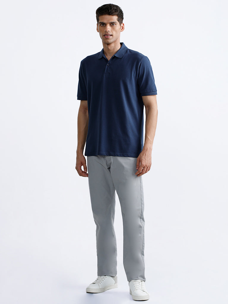 Grey pants cheap blue polo