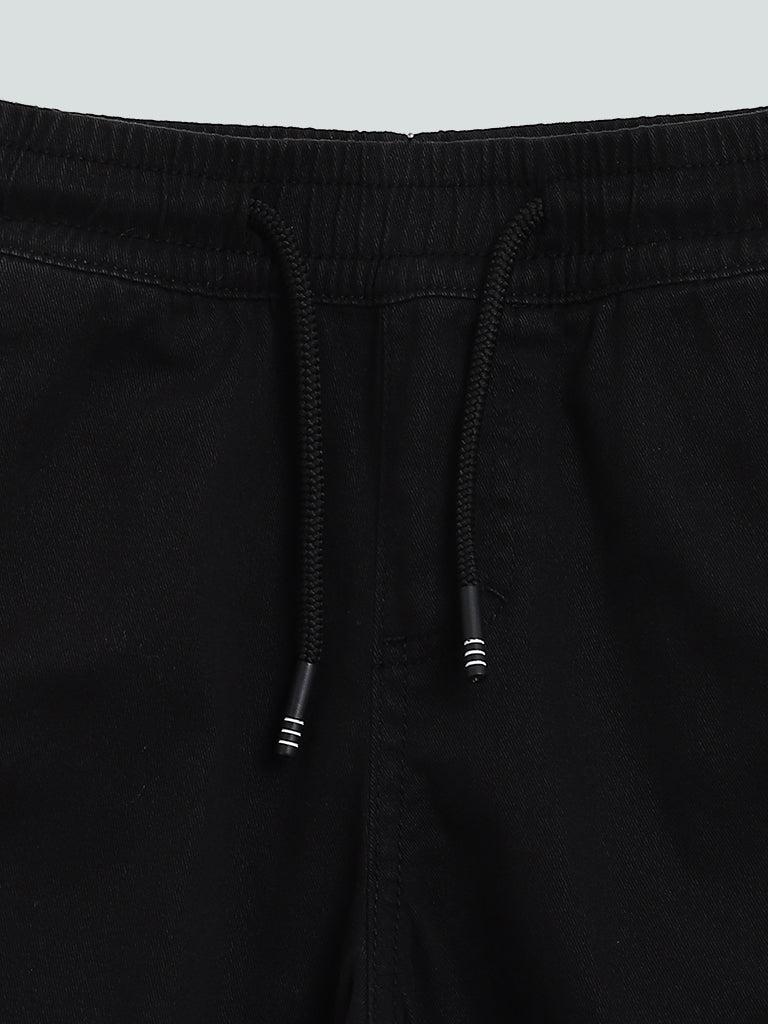 Ribbed black joggers hot sale