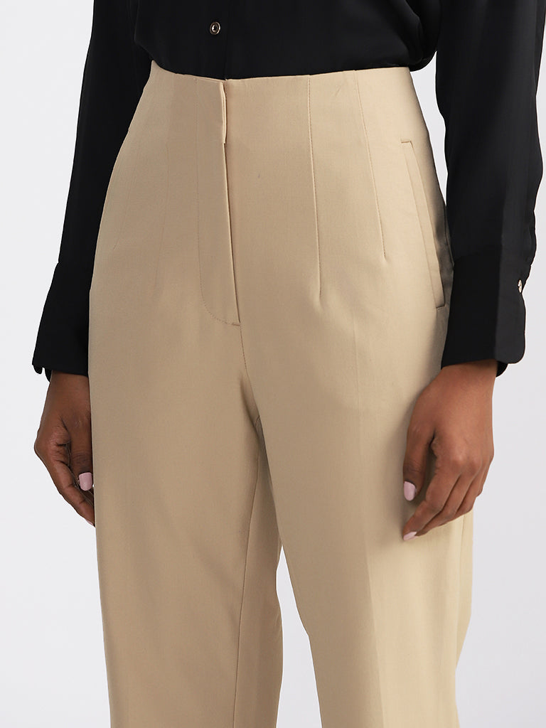 WES Formals by Westside Grey Carrot Fit Trousers