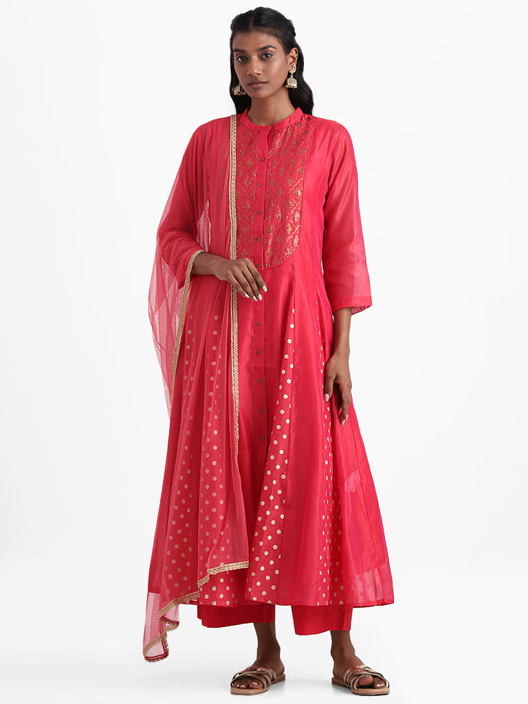 Buy Divena Womens Cotton Anarkali Kurta Pant Set With Dupatta  DK0748XSGreenXS at Amazonin
