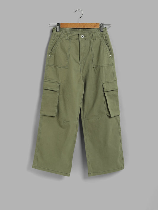 Y&F Kids Olive Relaxed - Fit High - Rise Jeans