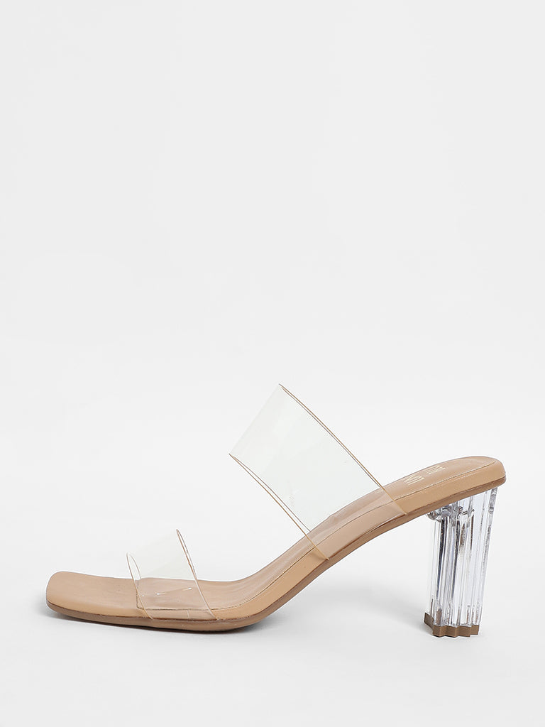 Clear and best sale beige heels