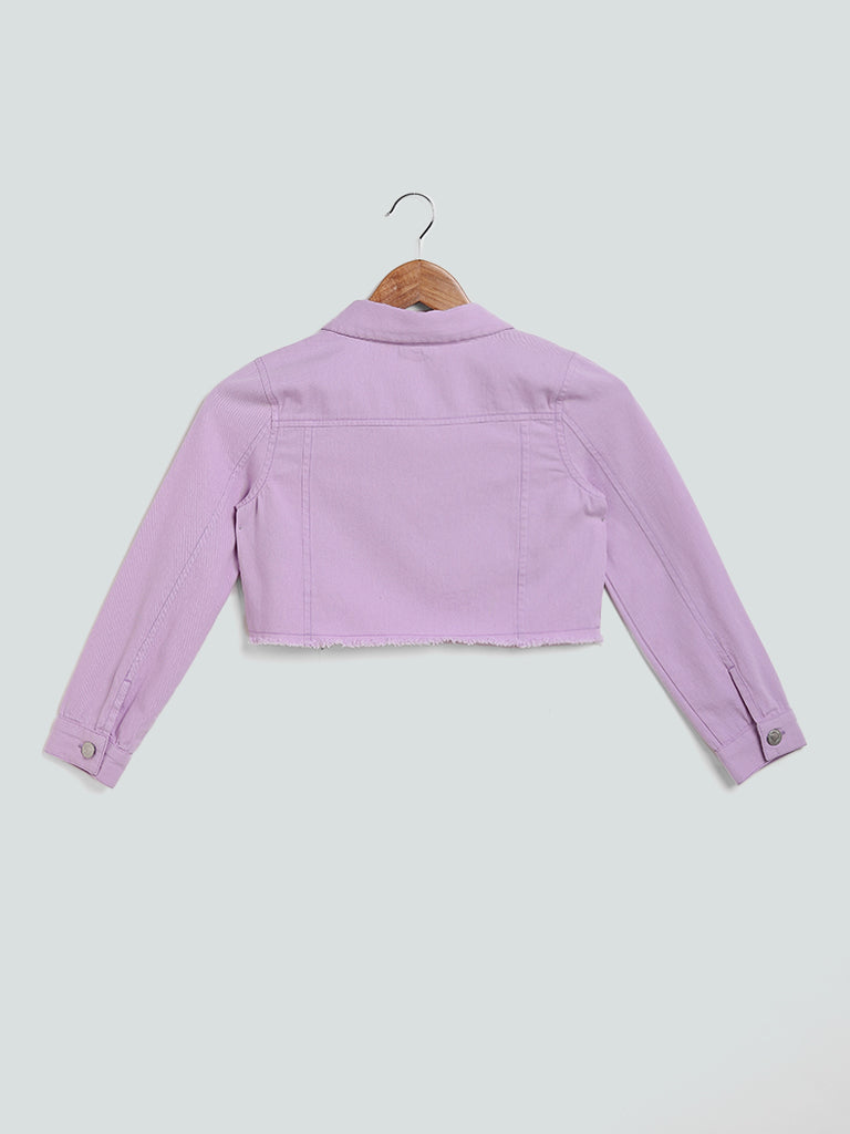 Y&F Kids Lilac Denim Cropped Jacket, Lilac / 13-14 Y