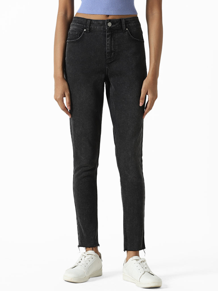 Buy Nuon Grey Straight - Fit Mid Rise Jeans from Westside