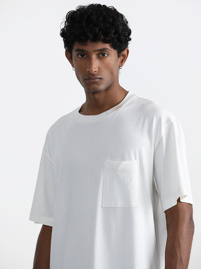 Buy Nuon Solid Off White Relaxed Fit T Shirt from Westside