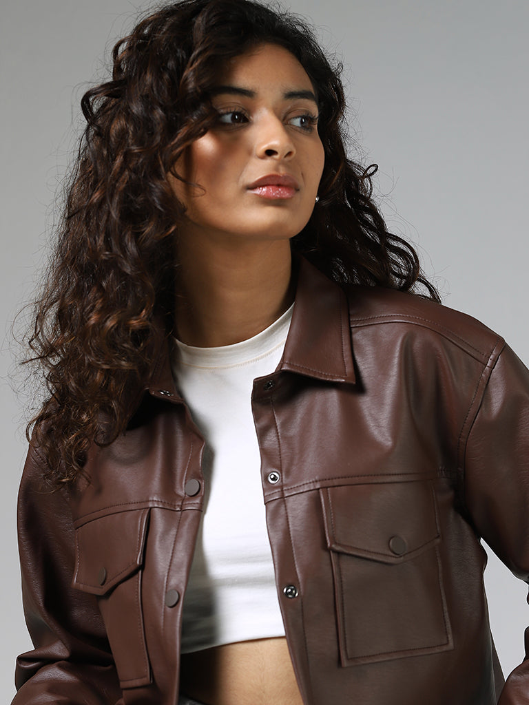 Buy online Solid Beige Leather Jacket from jackets and blazers and coats  for Women by Mansicollections for ₹2799 at 44% off | 2024 Limeroad.com