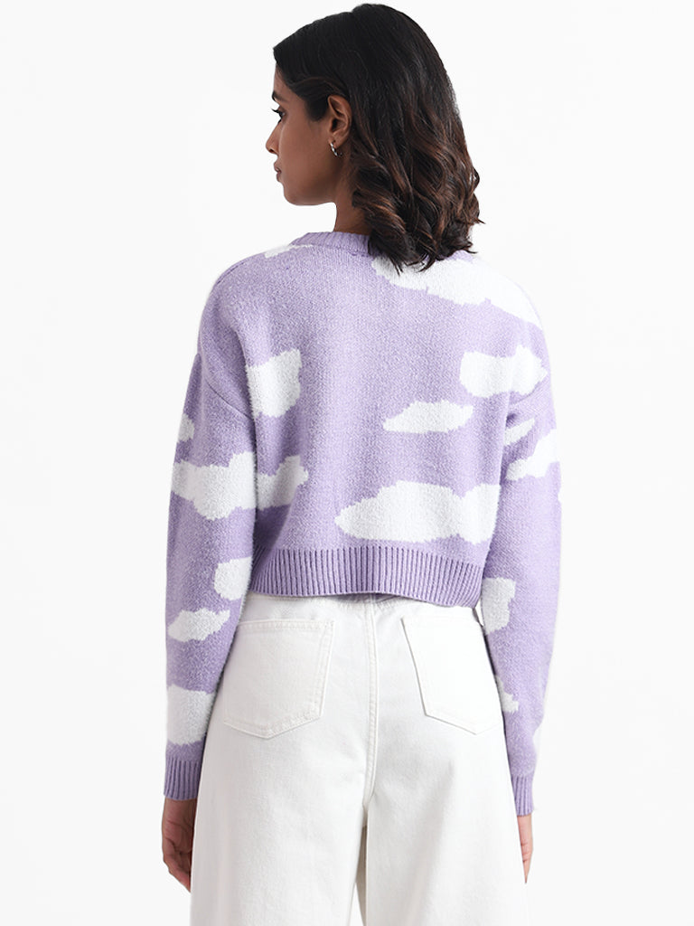 Buy Nuon Lavender Cloud Printed Sweater from Westside