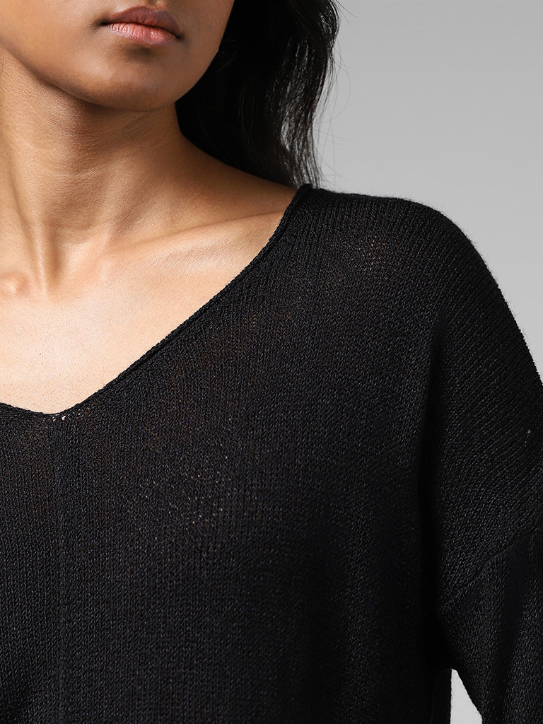 Black high low outlet sweater