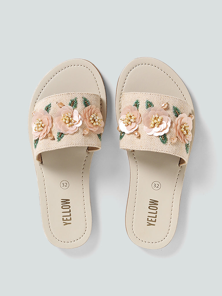 Yellow flower flip discount flops