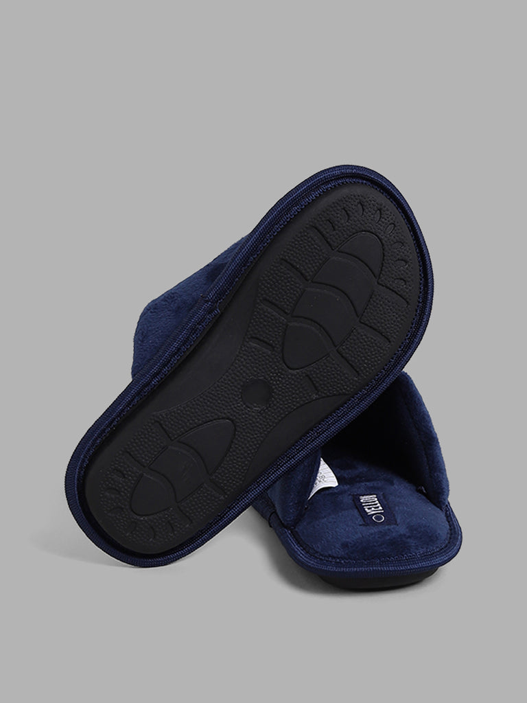 Navy blue best sale slippers mens