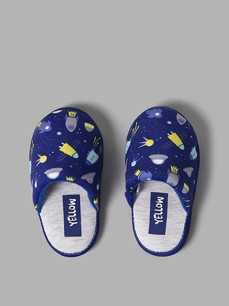 Yellow Navy Space Themed Slippers