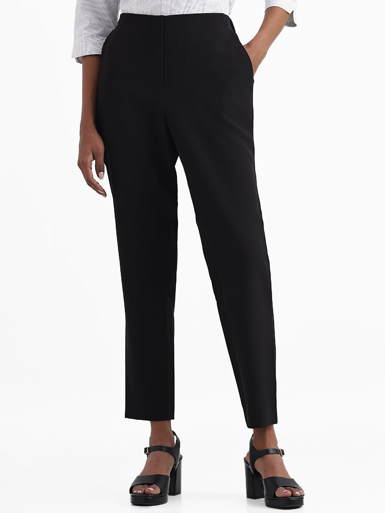 Buy Mast & Harbour Women Black Formal Trousers - Trousers for Women 7139448  | Myntra