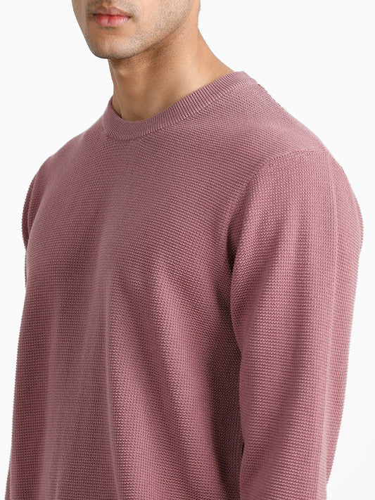 Ascot Dobby Dusty Pink Cotton Relaxed-Fit Sweater