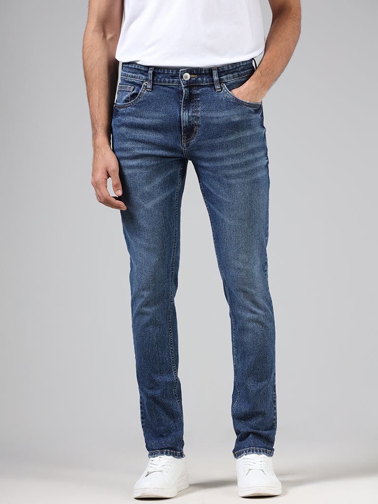 WES Casuals Vintage Blue Relaxed - Fit High Rise Jeans