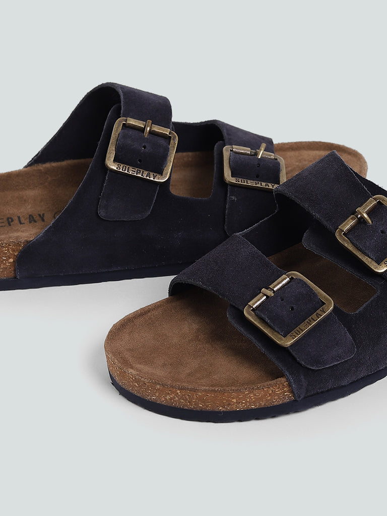 Navy blue suede online sandals