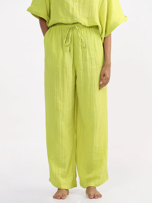 Wunderlove Plain Lime-Colored Beach Pants