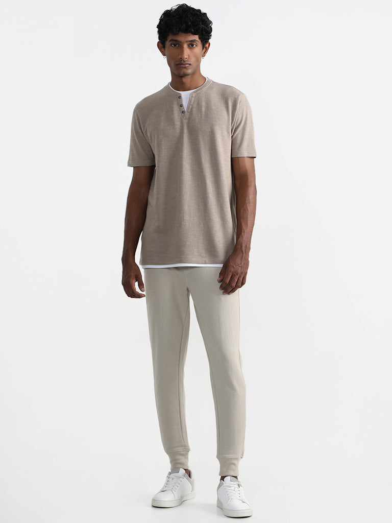 Buy ETA Beige Slim Fit T-Shirt from Westside