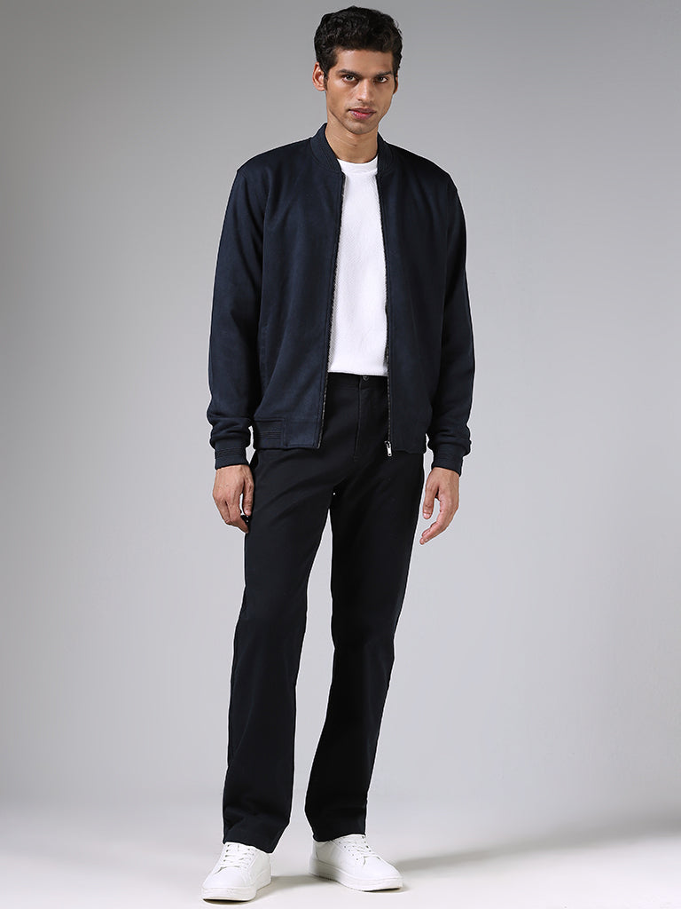 Aviator-style bomber jacket in a regular fit made from recycled polyester -  blue | Jackets | MARC O'POLO