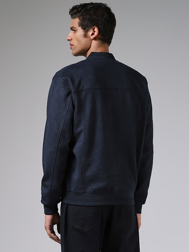 Men Navy Blue Solid Bomber Jacket– NOMAD FASHION