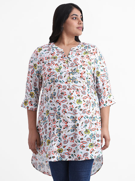 Shop Gia White Printed Floral Relaxed Fit Oasis Tunic Online – Westside