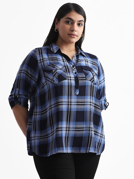 Shop Gia Checked Blue Casual Shirt Online – Westside