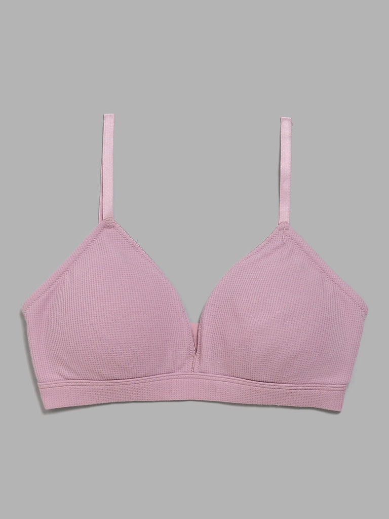 Buy Superstar Waffle Removable Padding Nude Pink Bra from Westside