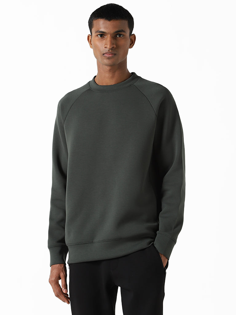 Buy Studiofit Olive Relaxed-Fit Sweatshirt from Westside