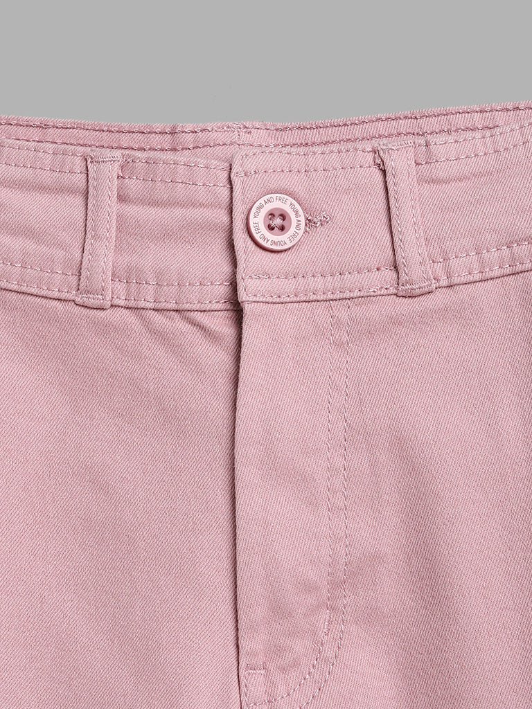 Y&F Kids Light Pink Wide Leg - Fit High - Rise Jeans