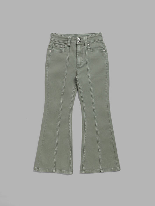 Y&F Kids Light Green Relaxed - Fit Mid Rise Jeans