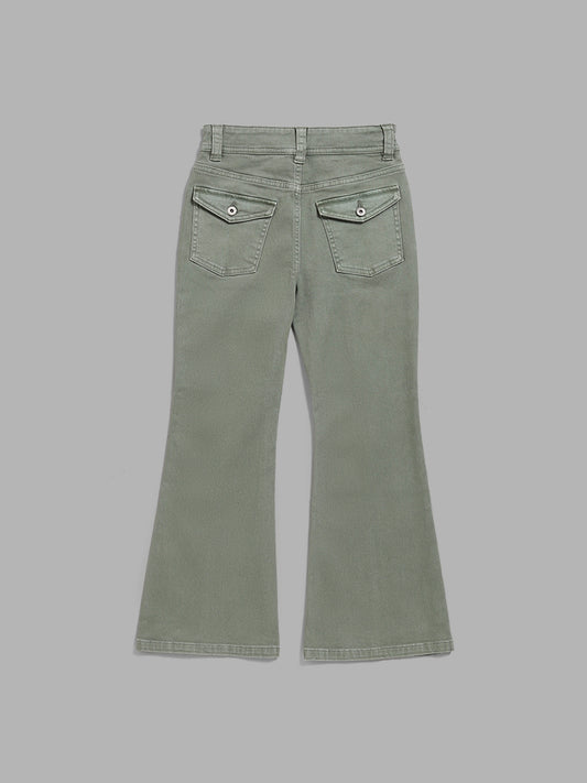 Y&F Kids Light Green Relaxed - Fit Mid Rise Jeans