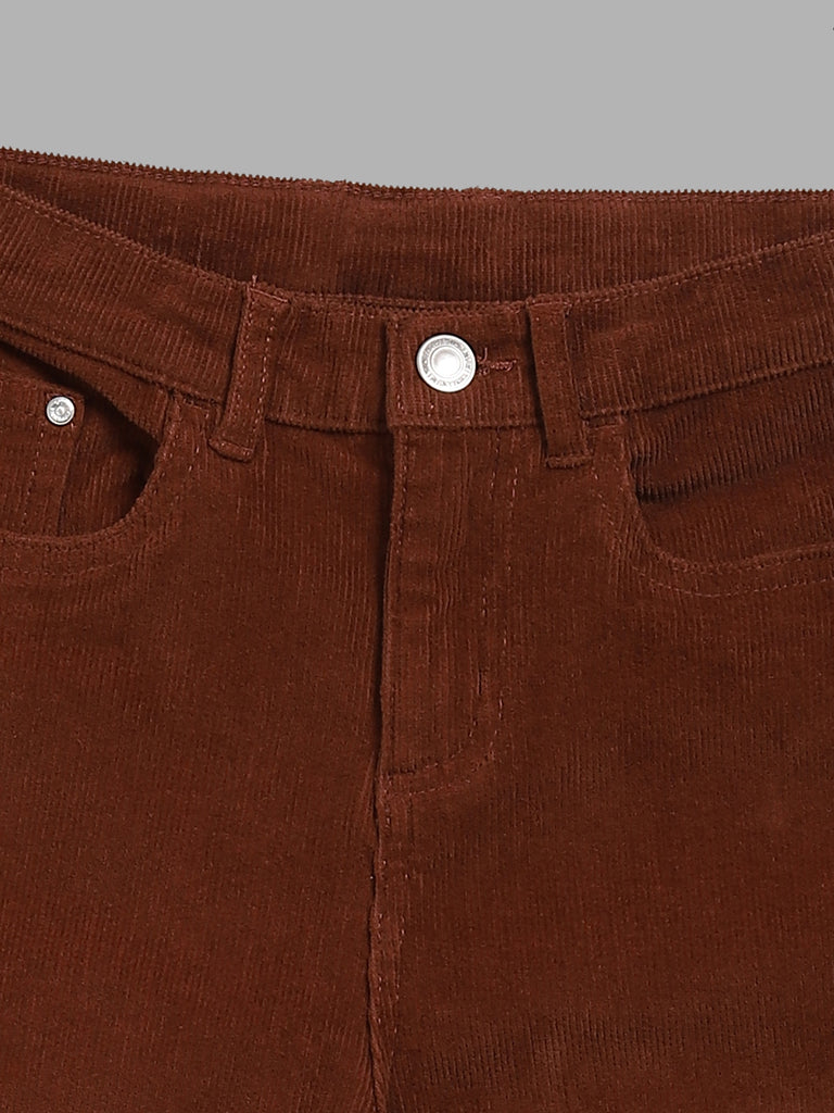 Men's Conker Brown Corduroy Trousers - Regular Fit | Peter Christian