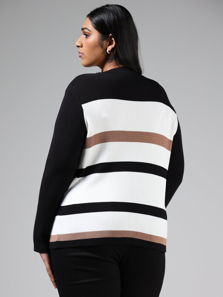 Buy Gia Black White Striped Sweater from Westside