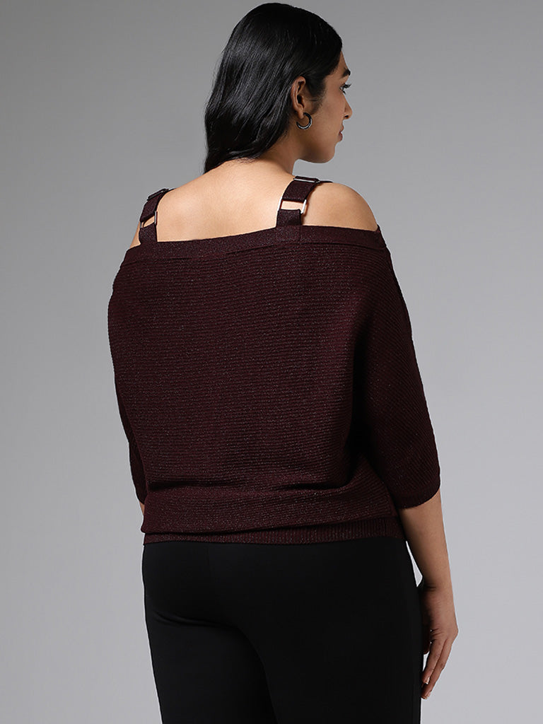 Buy Gia Wine Knitted Off-Shoulder Top from Westside