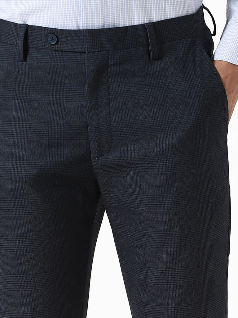 CARROT FIT TROUSERS WITH TABS AT HEM - Navy blue