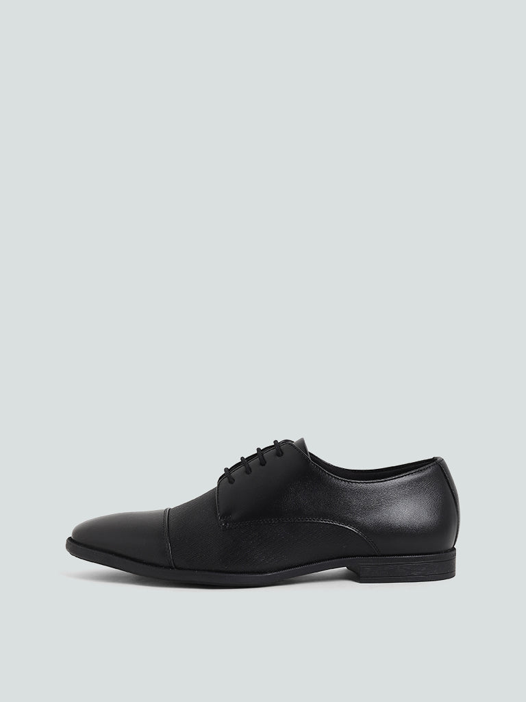 SOLEPLAY Textured Black Lace Up Formal Shoes