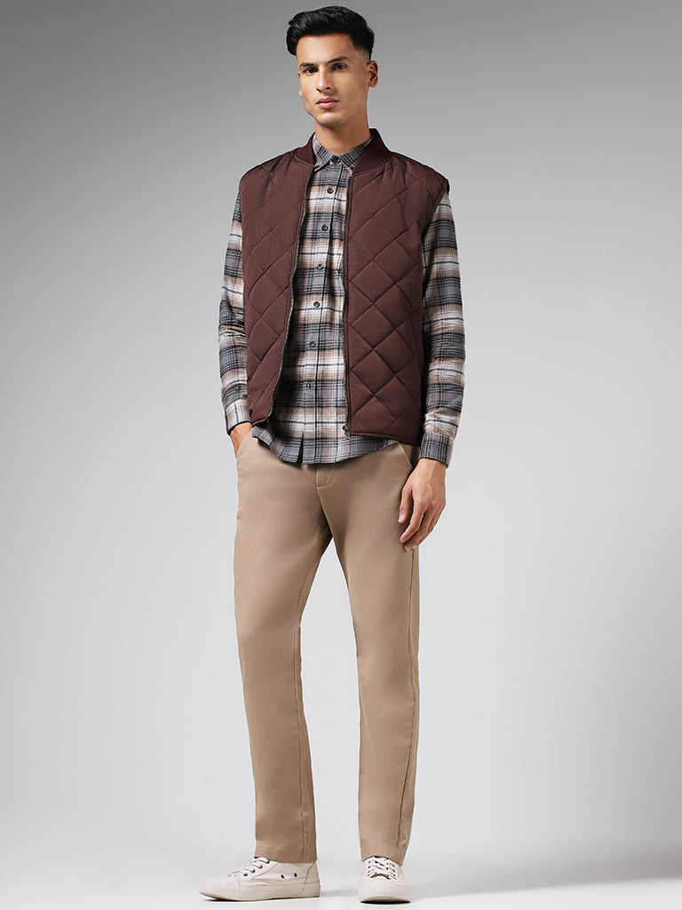Ascot Brown Quilt Relaxed Fit Jacket