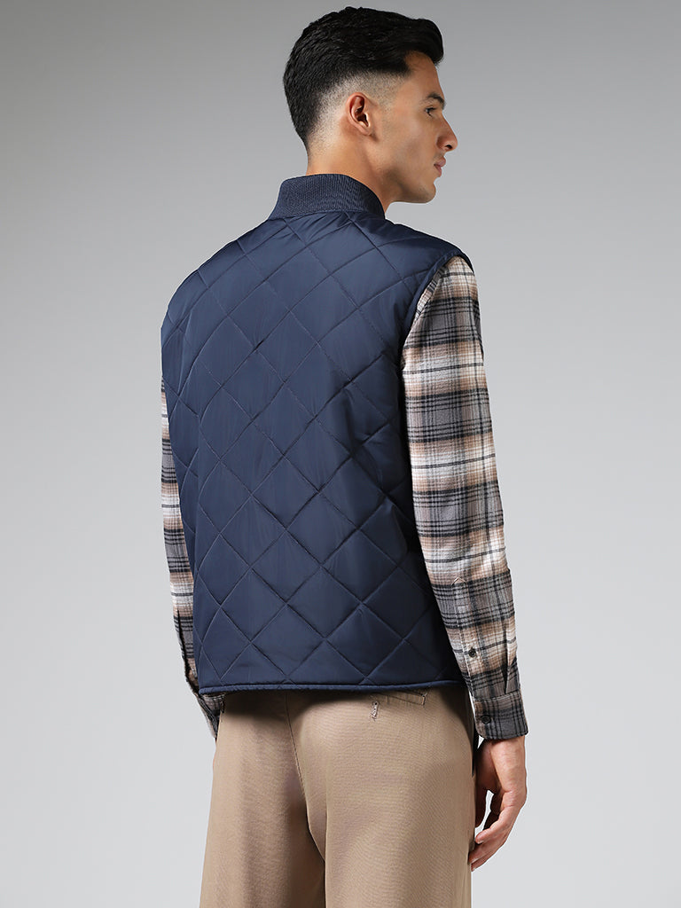 Ascot Navy Quilt Relaxed Fit Jacket