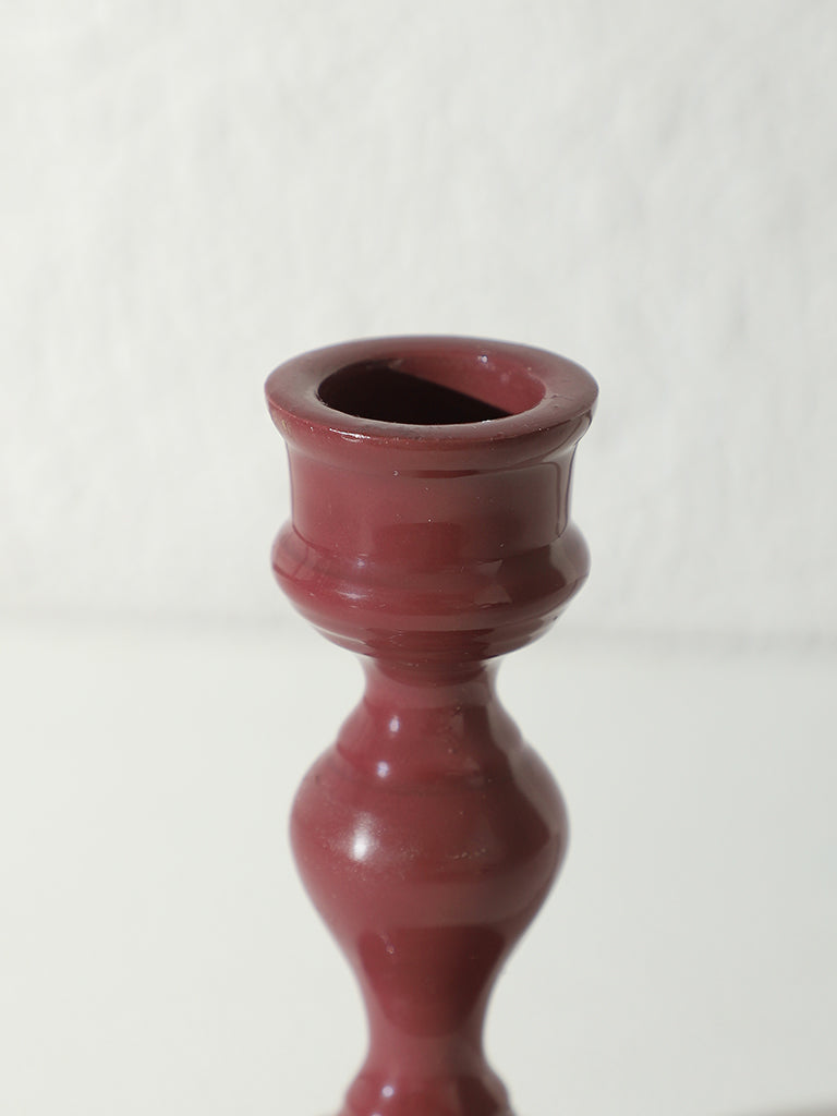 Westside Home Maroon Taper Small Candle Holder