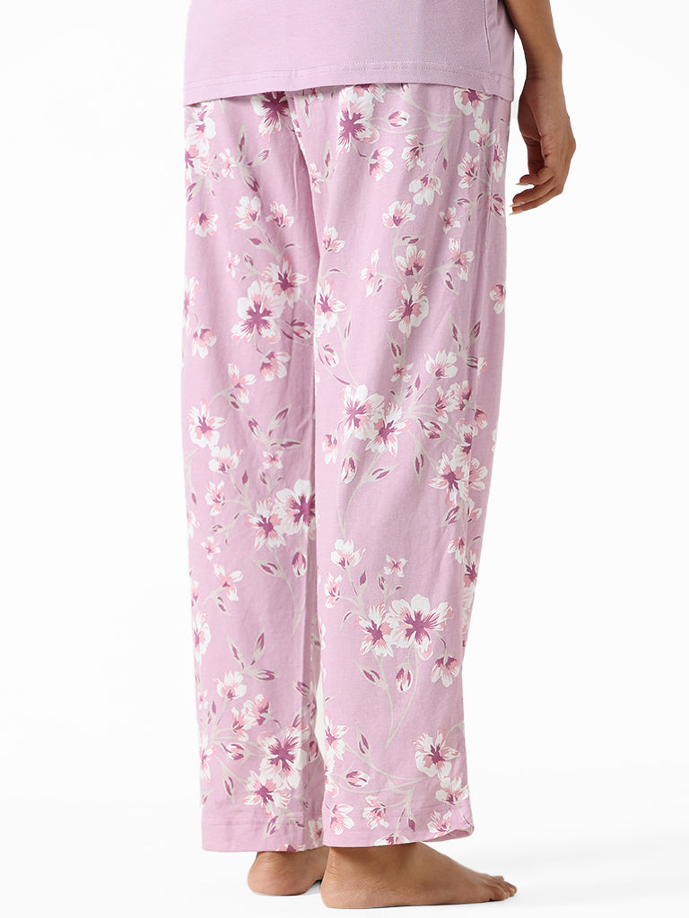 Buy Wunderlove Orchid Printed Floral Regular Fit Pyjamas from Westside