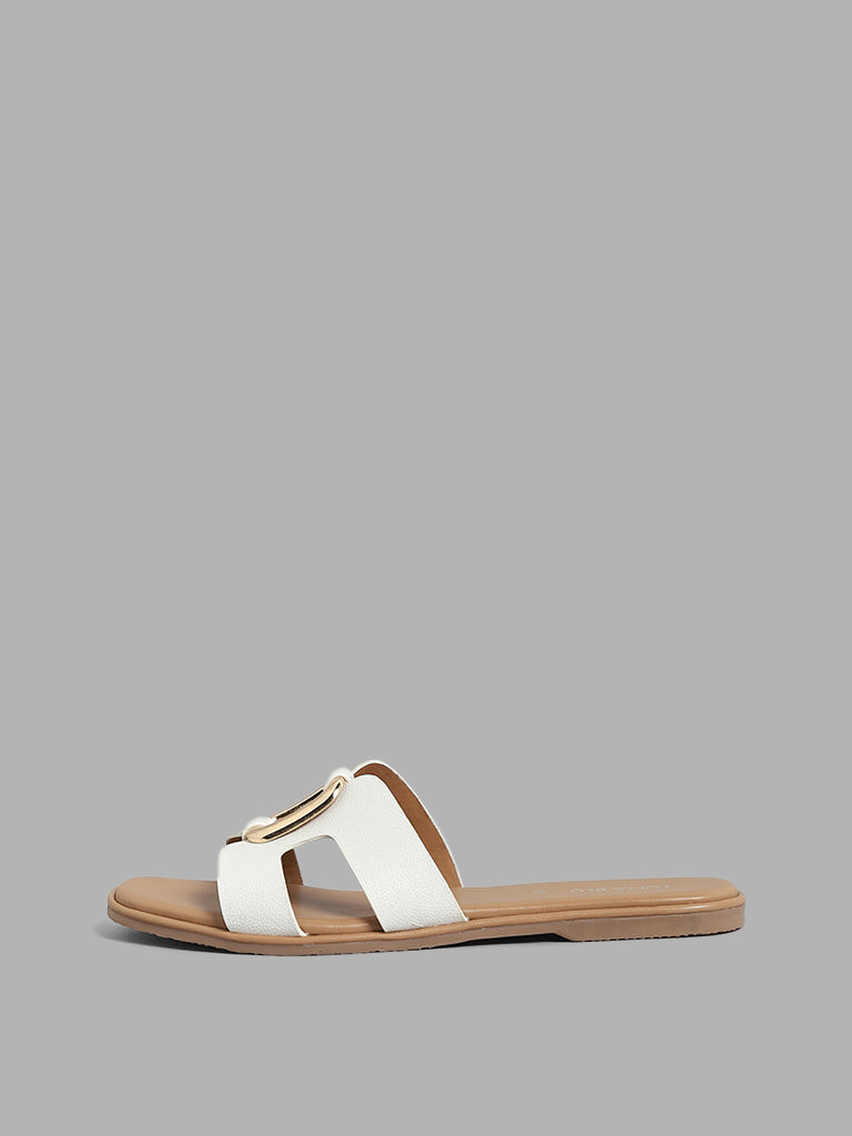 White outlet caged sandals