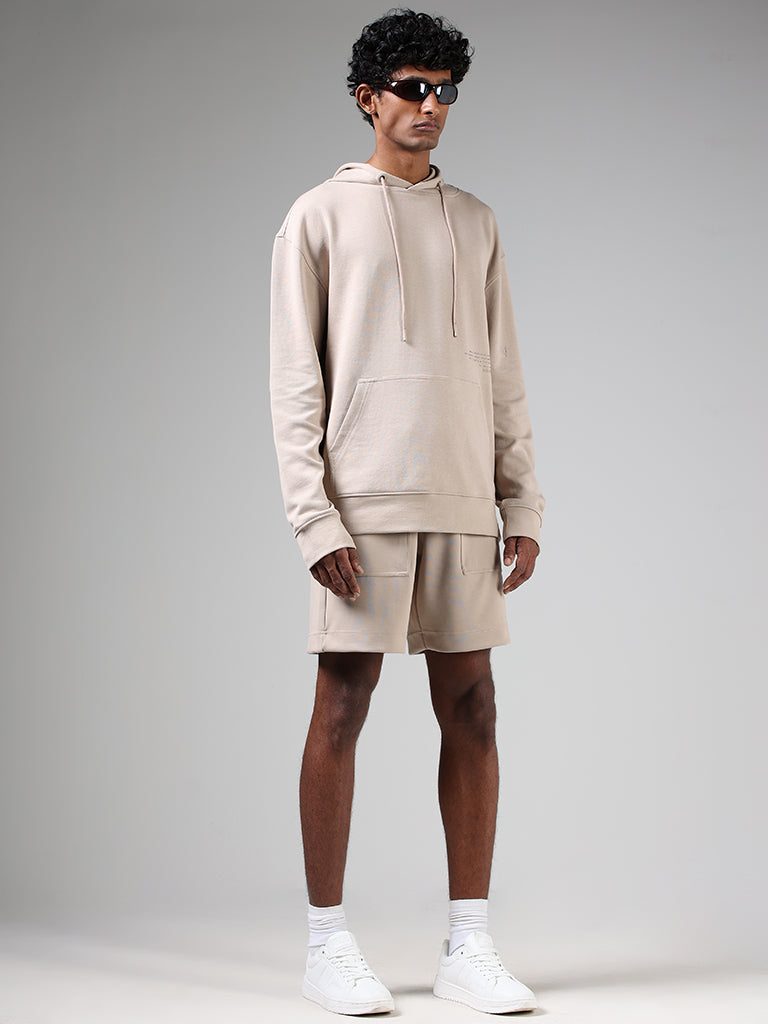Studiofit Light Taupe Relaxed-Fit Hoodie Sweatshirt