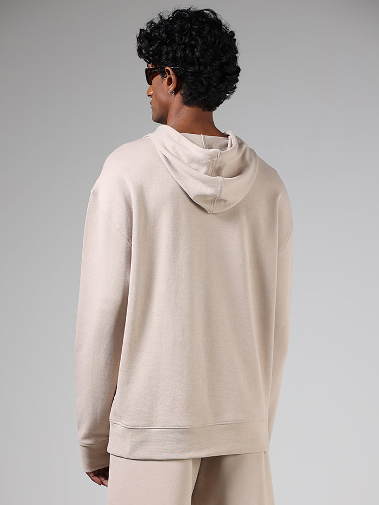 Studiofit Light Taupe Relaxed-Fit Hoodie Sweatshirt
