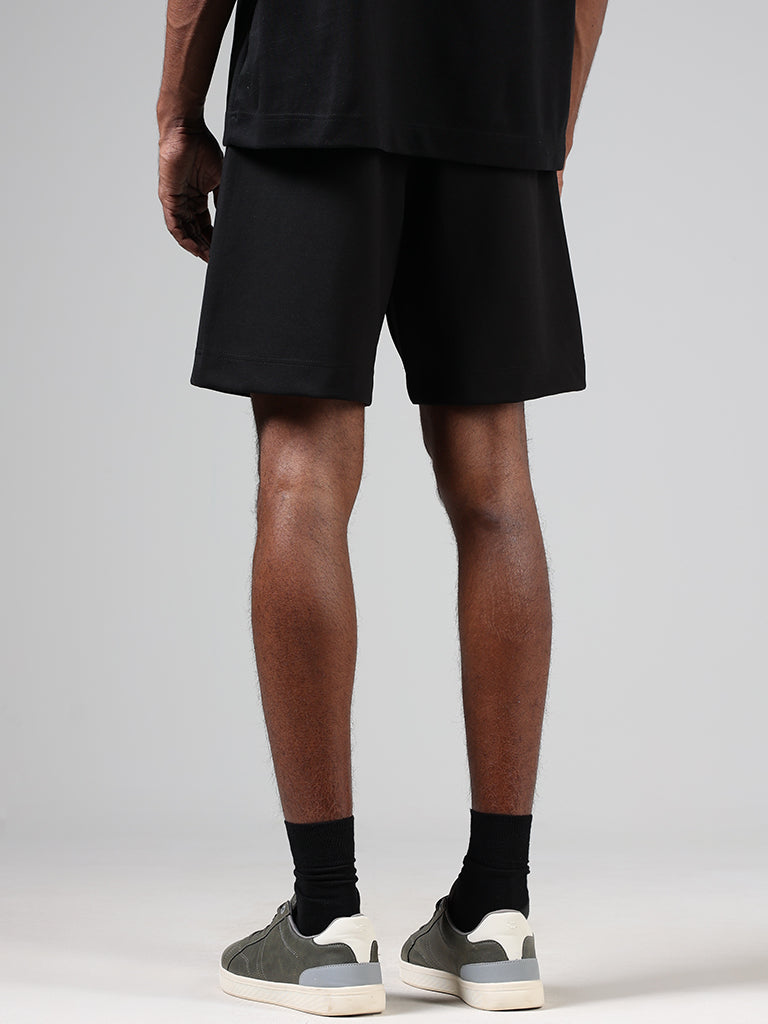 Studiofit Black Relaxed-Fit Mid-Rise Shorts