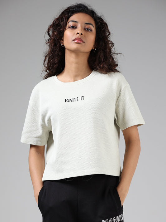 Studiofit Off White Textured T-Shirt